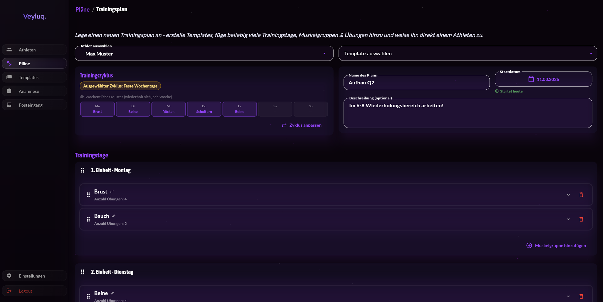 Trainingsplanerstellung